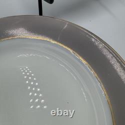 Lot 19 Pyrex White Milk Glass Dove Gray Rim Gold Trim Dinner Salad Side Plates