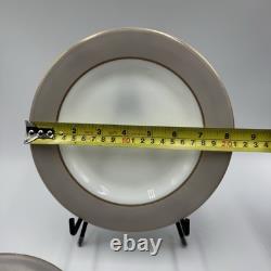 Lot 19 Pyrex White Milk Glass Dove Gray Rim Gold Trim Dinner Salad Side Plates