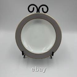Lot 19 Pyrex White Milk Glass Dove Gray Rim Gold Trim Dinner Salad Side Plates