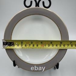 Lot 19 Pyrex White Milk Glass Dove Gray Rim Gold Trim Dinner Salad Side Plates