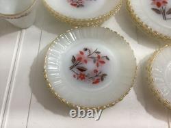 Lot Of 20 Vintage Thermocrista Milk Glass Floral Design Dinner Set For 4