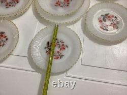 Lot Of 20 Vintage Thermocrista Milk Glass Floral Design Dinner Set For 4