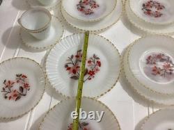 Lot Of 20 Vintage Thermocrista Milk Glass Floral Design Dinner Set For 4