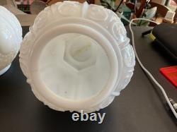Lot Of 3 1940's Antique Hobnail Milk Glass Lamp Shades