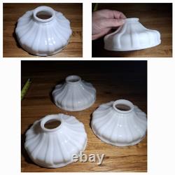 Lot Of 3 Antique Milk Glass White Vintage electric oil Lamp Light Shades