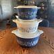 Lot Of 3 Vintage Pyrex Colonial Mist Blue Daisy 473-b, 474-b, 475-b With Lid