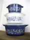 Lot Of 3 Vintage Pyrex Colonial Mist Blue Daisy 473-b, 474-b, 475-b With Lid