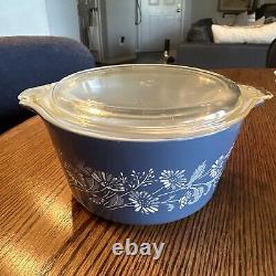 Lot Of 3 Vintage Pyrex Colonial Mist Blue Daisy 473-B, 474-B, 475-B With Lid