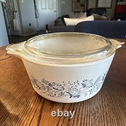 Lot Of 3 Vintage Pyrex Colonial Mist Blue Daisy 473-B, 474-B, 475-B With Lid