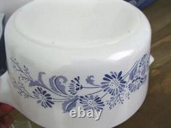 Lot Of 3 Vintage Pyrex Colonial Mist Blue Daisy 473-B, 474-B, 475-B With Lid