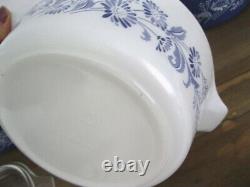 Lot Of 3 Vintage Pyrex Colonial Mist Blue Daisy 473-B, 474-B, 475-B With Lid