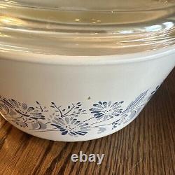 Lot Of 3 Vintage Pyrex Colonial Mist Blue Daisy 473-B, 474-B, 475-B With Lid