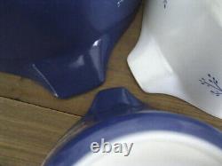 Lot Of 3 Vintage Pyrex Colonial Mist Blue Daisy 473-B, 474-B, 475-B With Lid