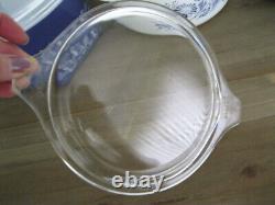 Lot Of 3 Vintage Pyrex Colonial Mist Blue Daisy 473-B, 474-B, 475-B With Lid