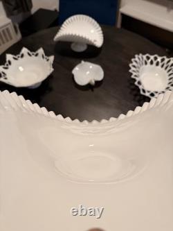 Lot Of Vintage Authentic Fenton Handmade Milk Glass Bowls