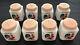 Lot/set Of 8 Mckee Tipp City White Milk Glass Rooster Spice Jar Shakers Vintage