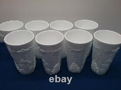 Lot of (11) Vintage White Milk Collection Pitcher 8 Glasses 2 Stemmed Grape2