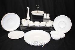 Lot of 16 Pc. Vintage FENTON Hobnail Milk Glass Table and Serving Ware