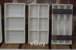 Lot of 28 Art Deco Milk Glass Medical Cabinet Drawer Inserts American Cabinet Co