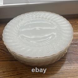 Lot of 56 Fire King White Milk Glass Swirl Gold Rim Plate Bowl Cup Saucer