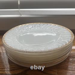 Lot of 56 Fire King White Milk Glass Swirl Gold Rim Plate Bowl Cup Saucer