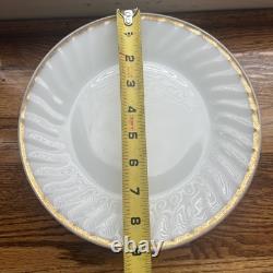 Lot of 56 Fire King White Milk Glass Swirl Gold Rim Plate Bowl Cup Saucer