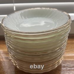 Lot of 56 Fire King White Milk Glass Swirl Gold Rim Plate Bowl Cup Saucer