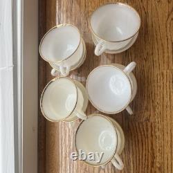 Lot of 56 Fire King White Milk Glass Swirl Gold Rim Plate Bowl Cup Saucer