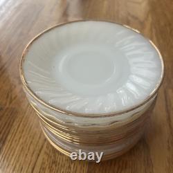Lot of 56 Fire King White Milk Glass Swirl Gold Rim Plate Bowl Cup Saucer