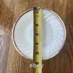 Lot of 56 Fire King White Milk Glass Swirl Gold Rim Plate Bowl Cup Saucer