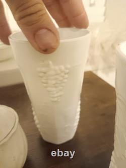 Lot of 6 Vintage Milk Glass Vase/ Tea Cup/ Bowls