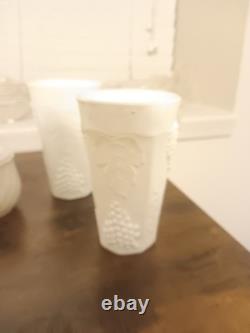 Lot of 6 Vintage Milk Glass Vase/ Tea Cup/ Bowls