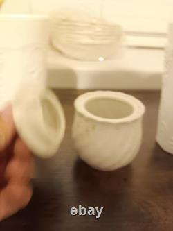 Lot of 6 Vintage Milk Glass Vase/ Tea Cup/ Bowls