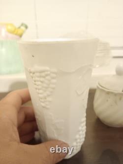 Lot of 6 Vintage Milk Glass Vase/ Tea Cup/ Bowls