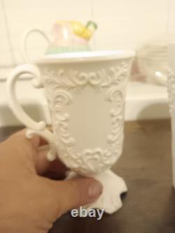 Lot of 6 Vintage Milk Glass Vase/ Tea Cup/ Bowls