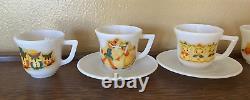 Lot of 9 Child's Mug Cup Saucer White Milk Glass Espresso Vtg Duck Chicken Owl