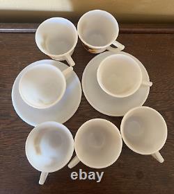 Lot of 9 Child's Mug Cup Saucer White Milk Glass Espresso Vtg Duck Chicken Owl