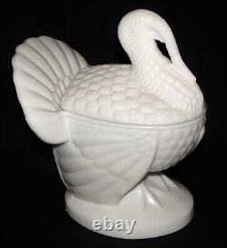 MARTHA STEWART White Milk Glass Turkey Cranberry Sauce Covered Dish 1990's