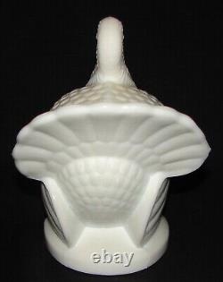 MARTHA STEWART White Milk Glass Turkey Cranberry Sauce Covered Dish 1990's