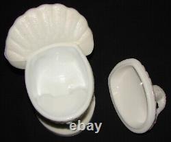 MARTHA STEWART White Milk Glass Turkey Cranberry Sauce Covered Dish 1990's