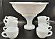 Mc Kee Concord Pattern White Milk Depression Glass Punch Bowl 1940s With 9 Cups