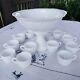 Mckee The Concord Milk Glass 14 Pc Punch Bowl Set