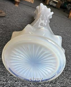 MCM Fostoria Heirloom White Opalescent Swung Ribbed Glass Funeral Vase 20.5