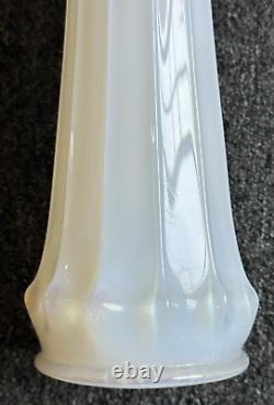 MCM Fostoria Heirloom White Opalescent Swung Ribbed Glass Funeral Vase 20.5