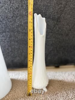 MCM Le Smith Hobnail 3 Toe Milk Glass Swung Vase Glass