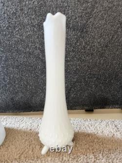 MCM Le Smith Hobnail 3 Toe Milk Glass Swung Vase Glass