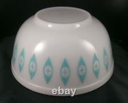 MCM Pyrex #403 Atomic Eyes Unmarked Turquoise Milk Glass Large Chip Mixing Bowl