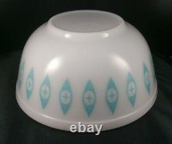 MCM Pyrex #403 Atomic Eyes Unmarked Turquoise Milk Glass Large Chip Mixing Bowl