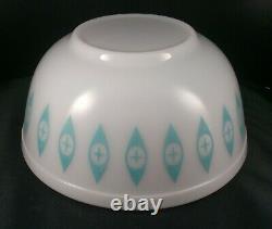MCM Pyrex #403 Atomic Eyes Unmarked Turquoise Milk Glass Large Chip Mixing Bowl