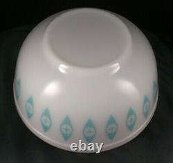 MCM Pyrex #403 Atomic Eyes Unmarked Turquoise Milk Glass Large Chip Mixing Bowl